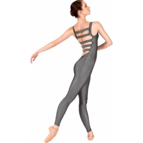 Sleeveless Adult Tank Unitard Women With Elastic Ladder Bandage Black Unitard Backless Tights Unitards Ballet Costumes