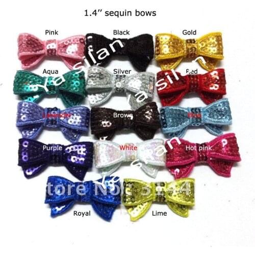 1.4" Mini Embroideried sequin bows, sequin hair bows for cloth, shoes, dress, hair accessories, 500pcs/lot