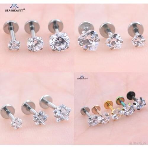 1pc/lot 16G 6mm Star Heart Round Bijoux Nose Piercing Labret Lip Ring Rose Gold Helix Piercing Tragus Nose Ring Pircing Earring