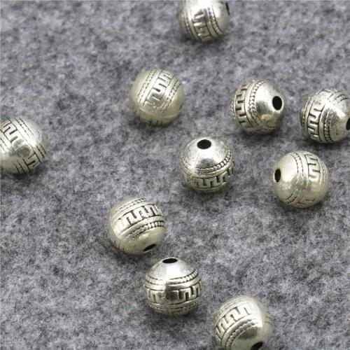 10PCS Lucky DIY Finding Loose Copper Round Beads Ball Carved Flowers Accessory Girl Jewelry Making Women Metal Gifts Crafts 9mm