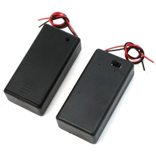Pair 9V Battery Holder Storage Case ON/OFF Switch w Cap 2 Pcs