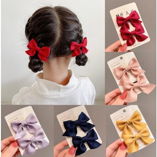 2PCS/onePair Bow Headgear Cute Sweet Little Girl Hair Accessories Summer Girls Net Red Clips Baby Hairpins Children Hair Clips