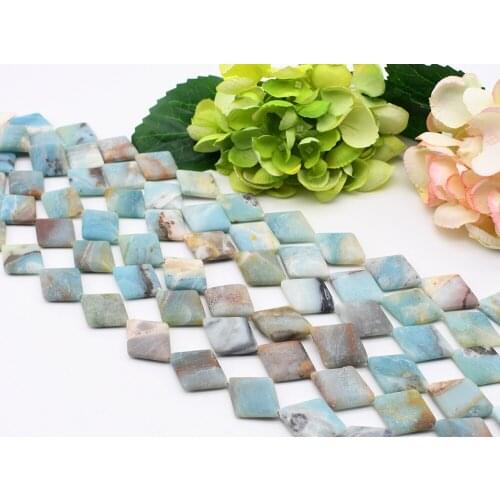 20x30mm Natural Matt Surface Colorful Amazonite diamond shape Stone For DIY necklace bracelet jewelry make 15 "free delivery