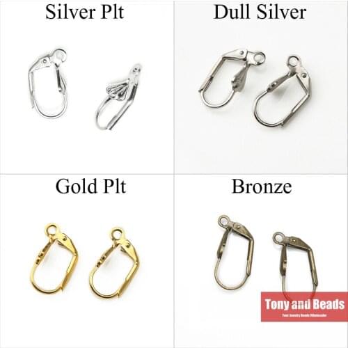 30Pcs=1Lot ! ) Earring Hooks Leaves Lever Back Splitring Earring Gold Silvers Bronze Plated Jewelry Making EW8