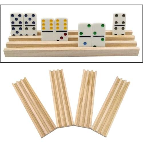 4pcs/set Wooden Domino Tile Trays Racjs for Mexican Train Chicken Foot
