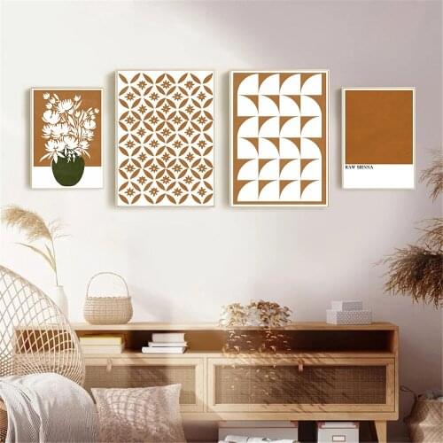 Abstract White Flower Canvas Poster Bohemian Wall Art Print Geometry Posters Painting Minimalist Wall Pictures Living Room Decor