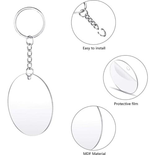N58F Acrylic Keychain Blanks Keychains for Vinyl Kit with Acrylic Blanks Key Chain Rings for Craft Projects DIY Supplies