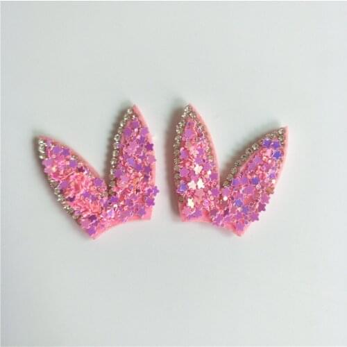 16pcs/lot 3cm Rabbit ear sequin Padded Appliques for DIY Accessories Craft Handmade Decoration