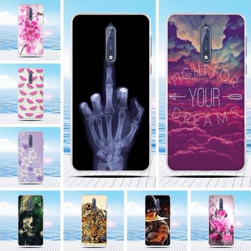 For Nokia 8 Case Cartoon 3D Relief Printing Flower Back Cover TPU Soft Silicone Case Coque Capa Funda