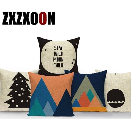 Nordic Style Black White Christmas Trees Leaf Letter Home Polyester Seat Pillow Cojines Decorativos Para Sofa Cushion Cover