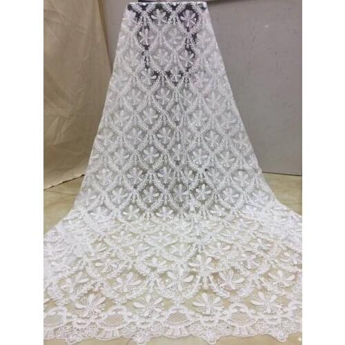 Pure White African Mesh Lace Fabrics 2021 High Quality Dry Lace Fabric French Nigerian Tulle Net Lace Fabric For Wedding Dress