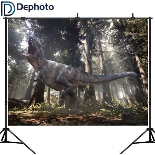 Dephoto Fantasy Forest Running Dinosaur Scene Photo Backgrounds Customized Digital Photography Backdrops For Photo Studio Props