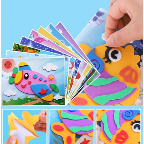 Kids DIY Cartoon Animal 3D EVA Foam Sticker Puzzle Handmade Early Learning Educational Toys for Children Craft Gift