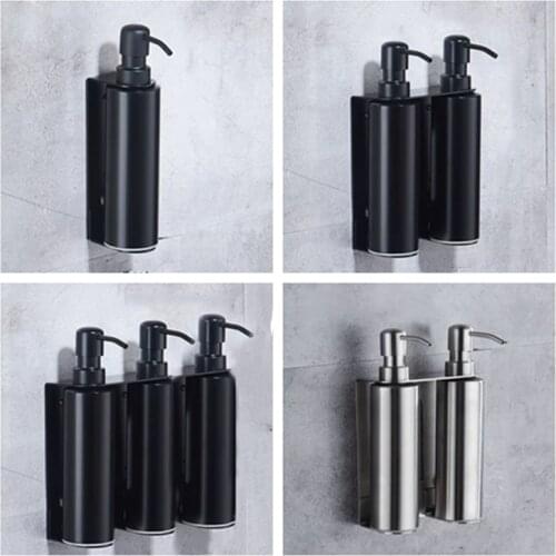 LIUYUE Soap Lotion Dispensers Black/Brushed Stainless Steel Wall Mount Bathroom Kitchen Round Bottle Sink Soap Lotion Dispenser