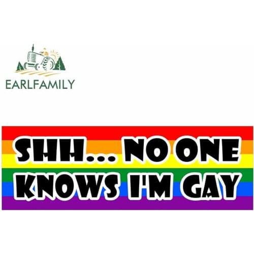 EARLFAMILY 13cm x 4.3cm for Shhh Shhh No One Knows I'm Gay Sign Car Stickers Vinyl JDM Bumper Trunk Truck Graphics Anime Decal