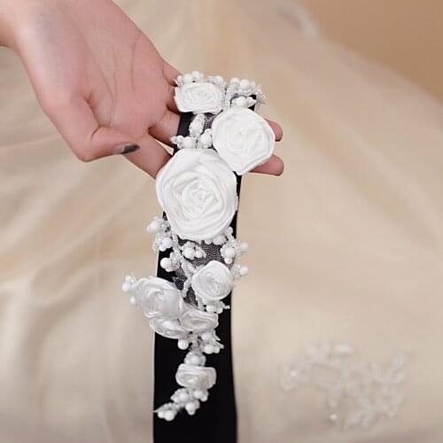 TRiXY S323-W Elegant Flowers Waistband Pearl Rhinestone Wedding Accessories Blossom Bridal Dress Beaded Bridal Sash Wedding Belt