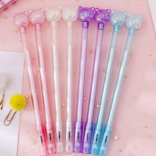 Ellen Brook 1 Pcs Cute Kawaii Pink Pig Gel Pen Candy Signature Office School Supply Crystal Sweet Lovely Pretty Stationery