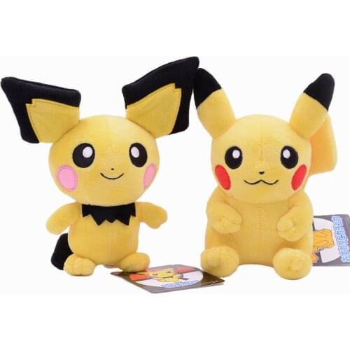 20cm Tomy Pokemon Pet Figures Pikachu Pichu Cartoon Plush Kawaii Pendant Toys Kids Xmas Gift