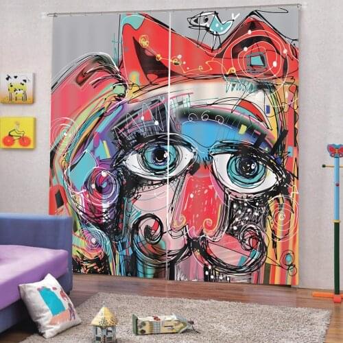 European and american style Photo Curtain Creative Graffiti design Curtains For Boy and girls Window Kitchen Curtain