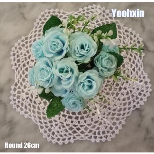 26CM Round Vintage Crochet Dining Doily Cotton Lace Placemat Napkin Drink Glass Coaster Coffee Tea Cup Mat Pad Table Decoration
