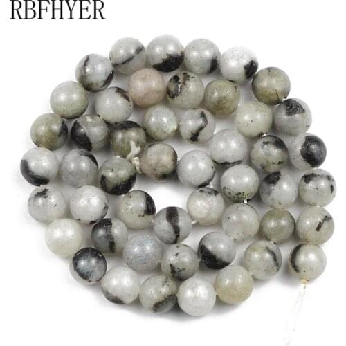 RBFHYER 6/8/10/12MM Natural Stone Double color Labradorite Round Loose Beads For Jewelry Making DIY Bracelet Accessories