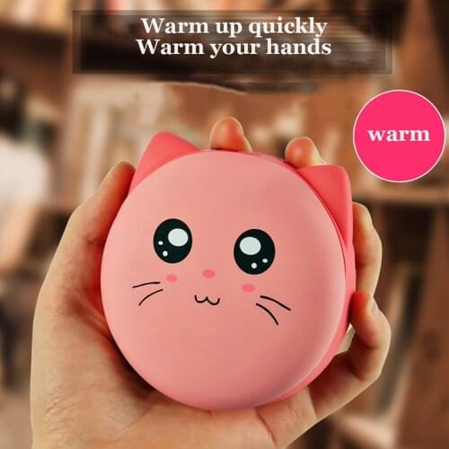 Mini Cute Cartoon USB Hand Warmer Portable Power Bank Winter Rechargeable Double-sided Quick Heating Hands Warmer 5V 10W