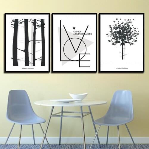 Minimalist Poster Modular Picture HD Simple Black White Tree Canvas Wall Art Nordic Style Print Painting Home Wedding Decoration