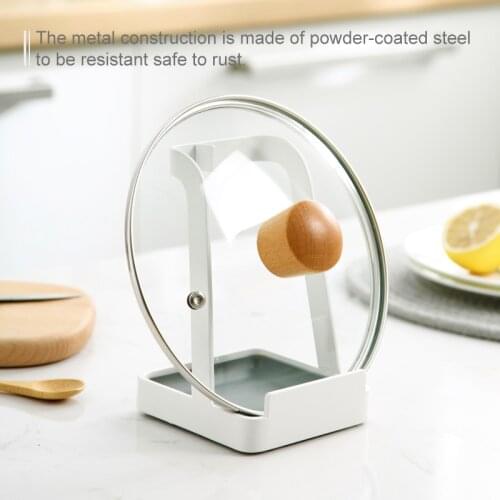 Mosodo Kitchen Pot cover rack Organizer Pot Lid Shelf Cooking Storage Spoon Spatula Ladle Holder Cookbook Stand Home Accessories