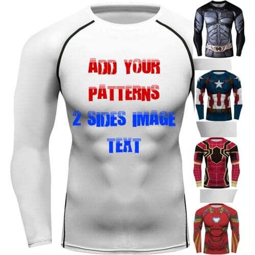 Men 3D Custom Design Printing Add Your Own Photo Text Summer Quick Dry Tee Front Back Sleeve Customized Sports MMA Rash Guards