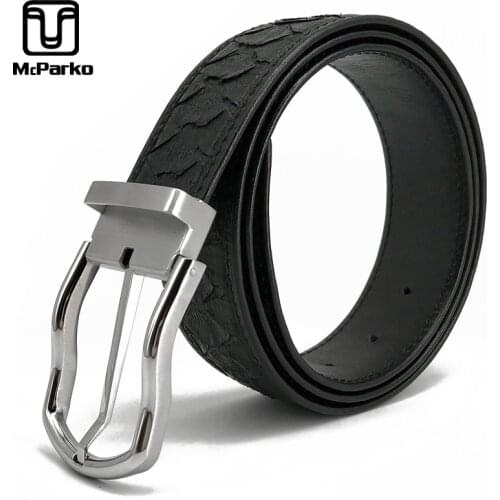 McParko Snake Belt Men Genuine Leather Snakeskin Waist Belt For Men Luxury Brand High Quality Python Belt Straps Male Pin Buckle