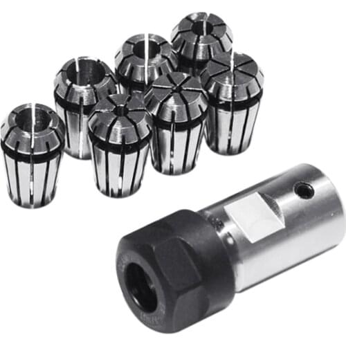 7Pcs High Carbon Steel ER11 Spring Collet ER11A 1/2/3/4/5/6/7mm Set+5mm Extension Rod Motor Shaft Holder For CNC Lathe Engraving
