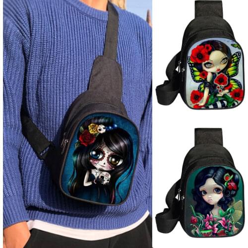 Gothic Cartoon Girl Chest Bag New Anti-thief Crossbody Bag Water Repellent Shoulder Bags Girls Mini Messenger Bag
