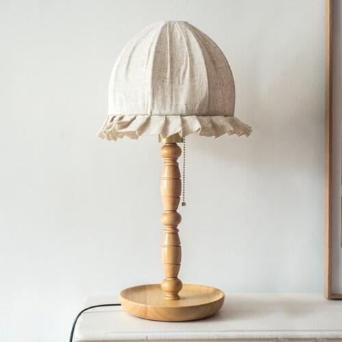 Table Lamp Bedside Lamp Bedroom Nordic Ins Girls' Retro Pastoral Cotton Linen Bedside Artistic Bedside Table Lamp Bedroom Decor