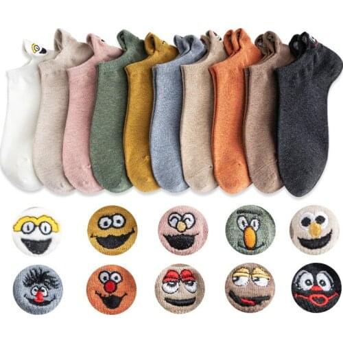 3Pairs/Set Smile Print Socks Fashion Spring Autumn Summer Cotton Cute Kawaii Smile Face Socks Animals Funny Socks Women Men