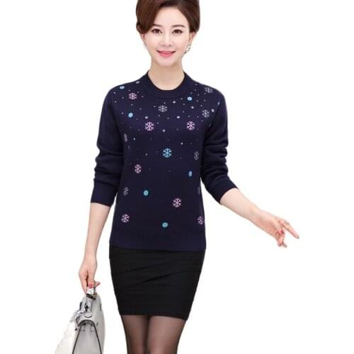 2020 middle-aged womens autumn and winter plus cashmere thick sweater warm knit bottom shirt old man grandmother clothes