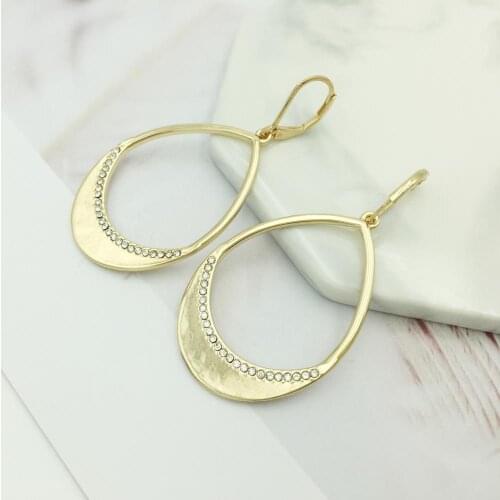 Oval Alloy Pendant Earrings Charm Rhinestone Fashion Jewelry Minimalism Drop Earrings