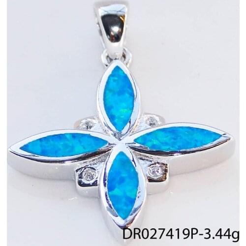 Fine Jewelry Fire Opal in 925 Sterling Silver Opal Flower Pendant Necklace Womens Jewelry For Gift