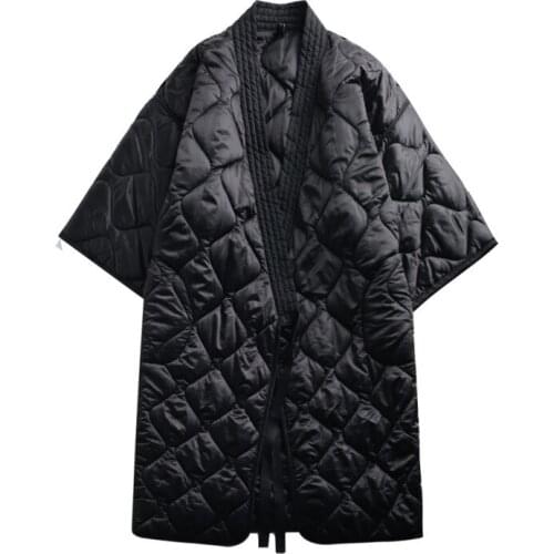 Oversized Gothic Solid Bright Black Streetwear Cotton Long Coat Winter Jacket Women Parka Belt Loose Plus Size Feminina Clothes