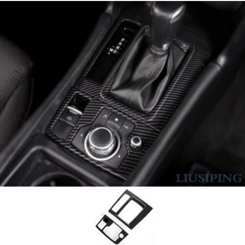 Fit For Mazda 3 Axela 2017-2018 black Carbon Fiber Inner Gear Shift Box Panel Cover Trim 2pcs