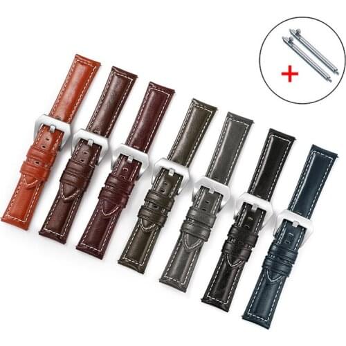 18mm 20mm 22mm 24mm Leather Watch Band for Samsung Galaxy Watch 3 Gear S3 Active 2 40mm 44mm Huawei Replacement Watch Strap