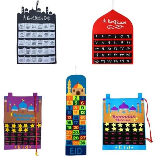 Advent Calendar Mubarak Hanging Felt Countdown Calendar Kids Eid Gifts