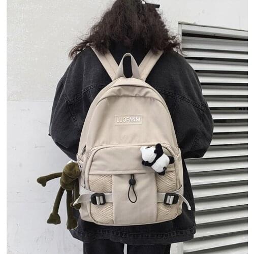 2020 panda Higt quality zipper nylon backpack soft solid large capacity backpacks pink kawai school teenage girl casual bags