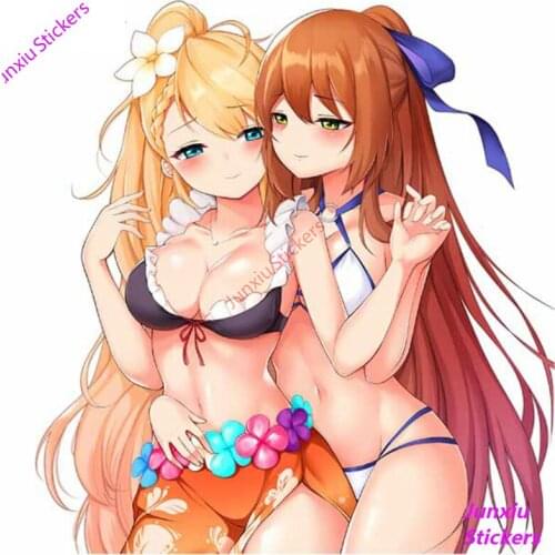 Sexy Anime Girl Color Car Stickers Waterproof Decal 3D Custom Printed Decal Notebook for JDM SUV RV Undefined Label KK13*13cm