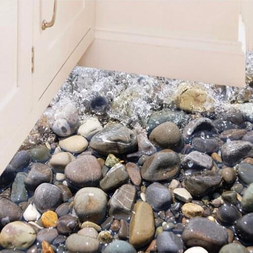 Removable 3D Beach Stone Wall Sticker Kitchen Bathroom Floor Stickers Decal DIY Home Decor Mayitr Mural