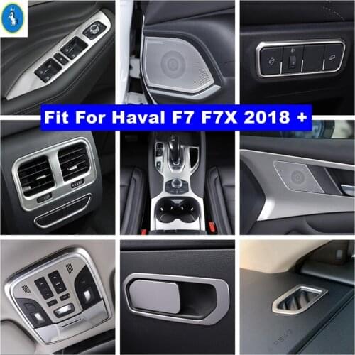 Silver Interior Refit Kit Reading Lamps / Lift Button / Air AC / Center Control Panel Cover Trim For Haval F7 F7X 2018 - 2021