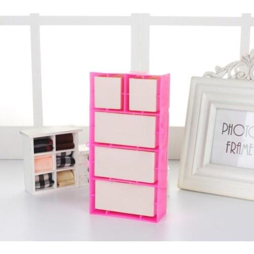 Armoire barbie doll Wardrobe Storage Cabinet Lockers For Barbie Dolls Accessories Princess Bedroom Drawer Locker