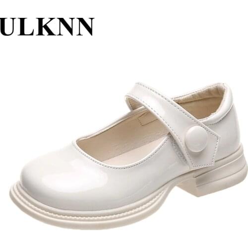 ULKNN Girls leather shoes stage princess shoes performance childrens shoes soft bottom non-slip 2021 solid color fashion cute