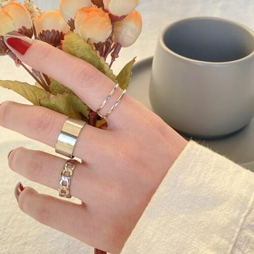 VKME Hiphop / Rock Metal Round Punk Rings Set For Women Vintage Open Rings Adjustable 2019 Trendy Opening Ring