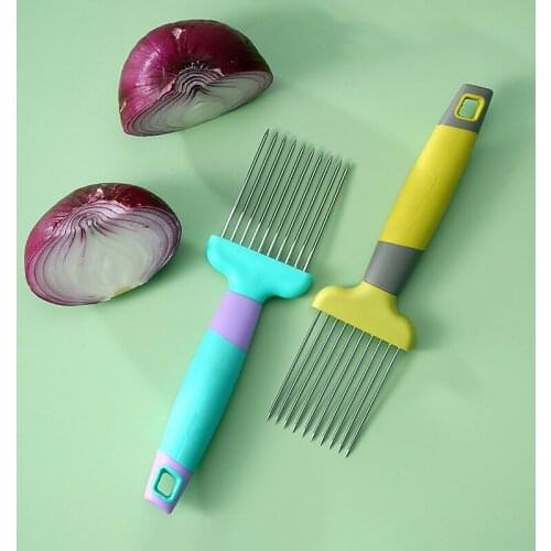 Stainless Steel Onion Auxiliary Device Vegetable Cutter Meat Needle Fixed Slicer Lemon Slicer Kitchen Accessories Gadgets