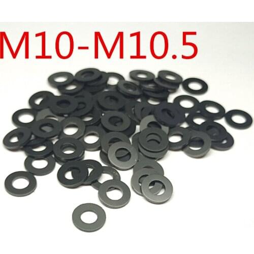 100pcs M10-M10.5 thickness 0.15/0.2/0.25-1 mm High Precision Black Color Polyslider Graphite Nylon Flat Washer